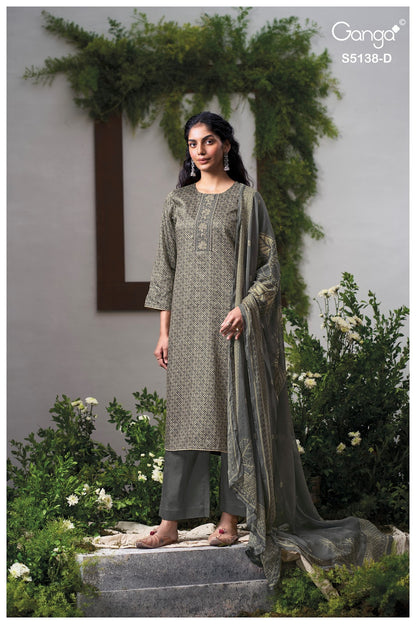 Elnaaz S5138 Ganga Cotton Satin Pant Style Suits Exporter Gujarat