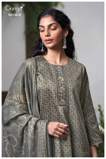 Elnaaz S5138 Ganga Cotton Satin Pant Style Suits Exporter Gujarat