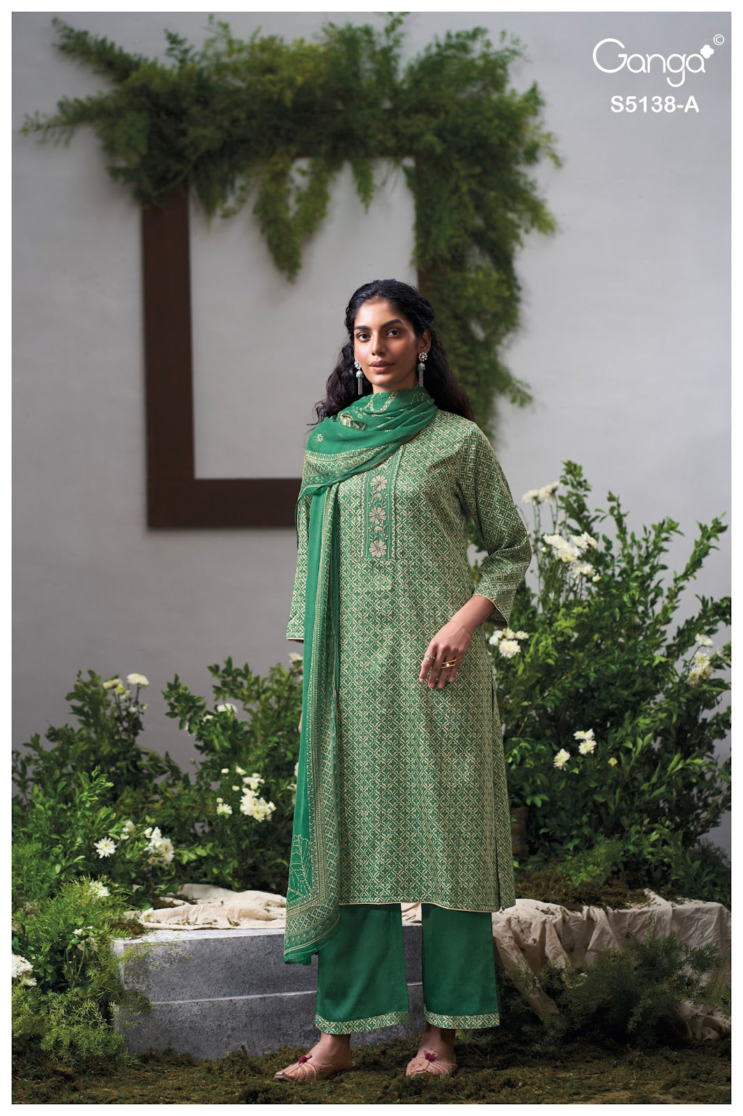 Elnaaz S5138 Ganga Cotton Satin Pant Style Suits Exporter Gujarat