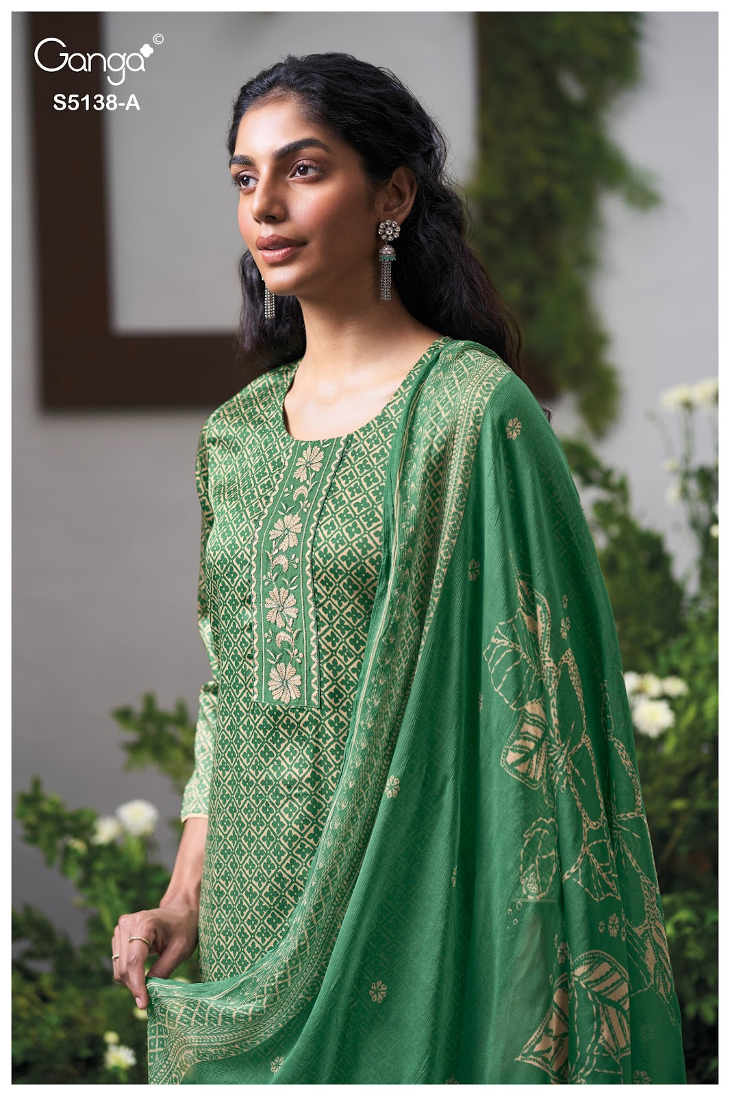 Elnaaz S5138 Ganga Cotton Satin Pant Style Suits Exporter Gujarat