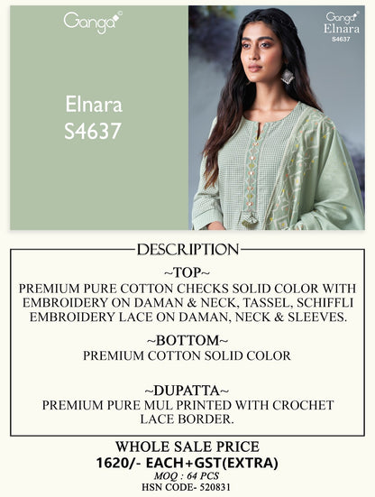 Elnara 4637 Ganga Cotton Plazzo Style Suits Wholesaler
