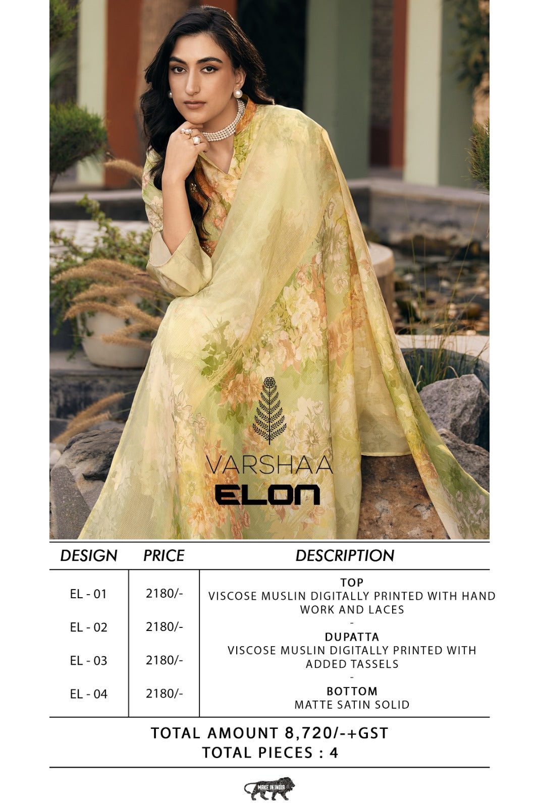 Elon Varshaa Viscose Muslin Pant Style Suits Wholesaler India