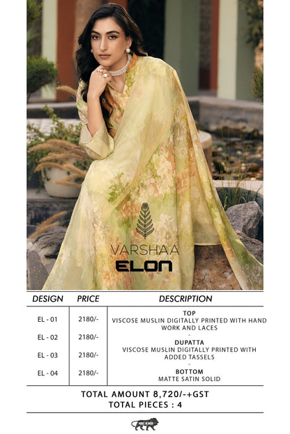 Elon Varshaa Viscose Muslin Pant Style Suits Wholesaler India