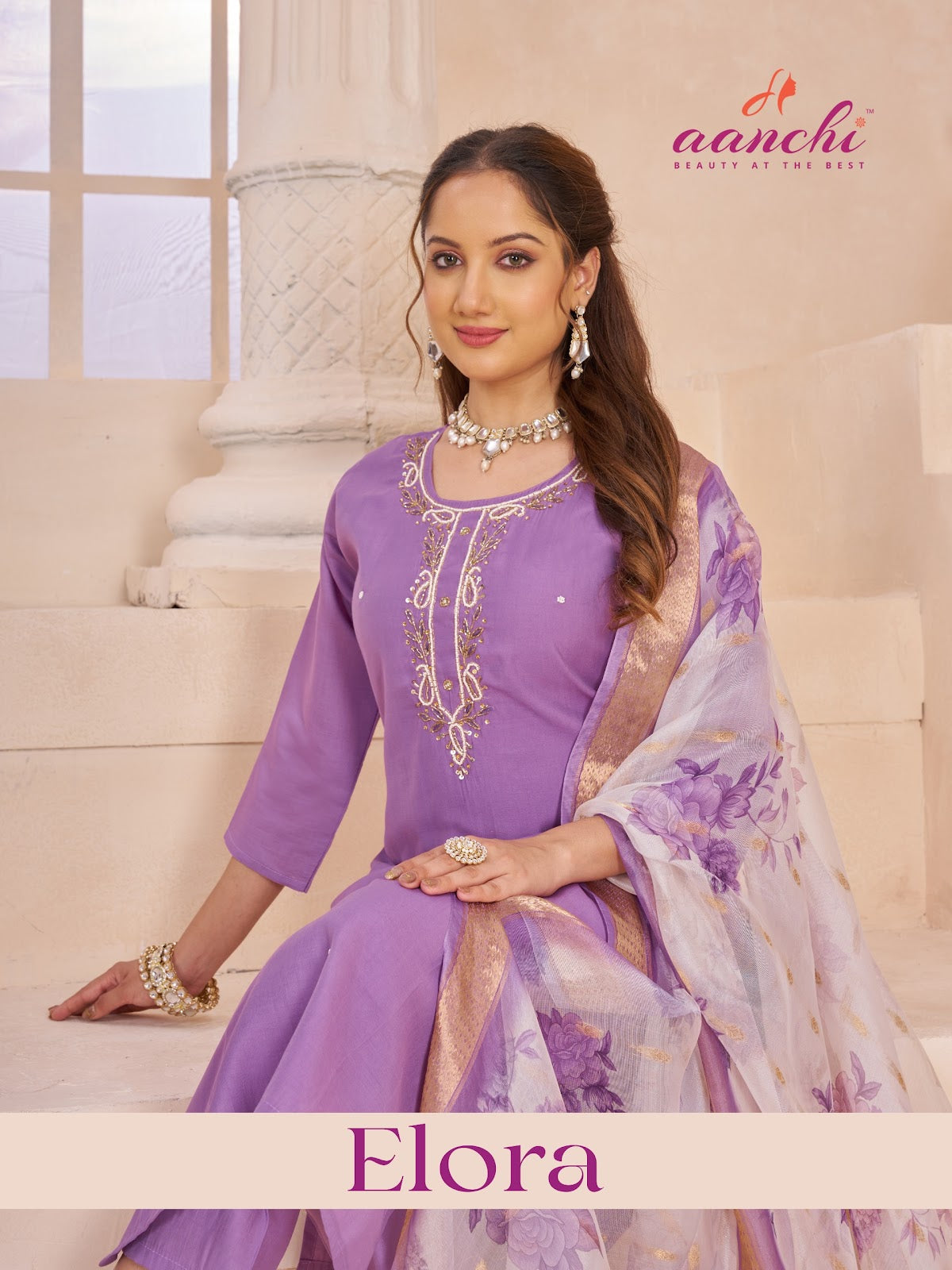 Elora Aanchi Roman Silk Readymade Pant Style Suits Exporter Ahmedabad