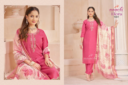 Elora Aanchi Roman Silk Readymade Pant Style Suits Exporter Ahmedabad