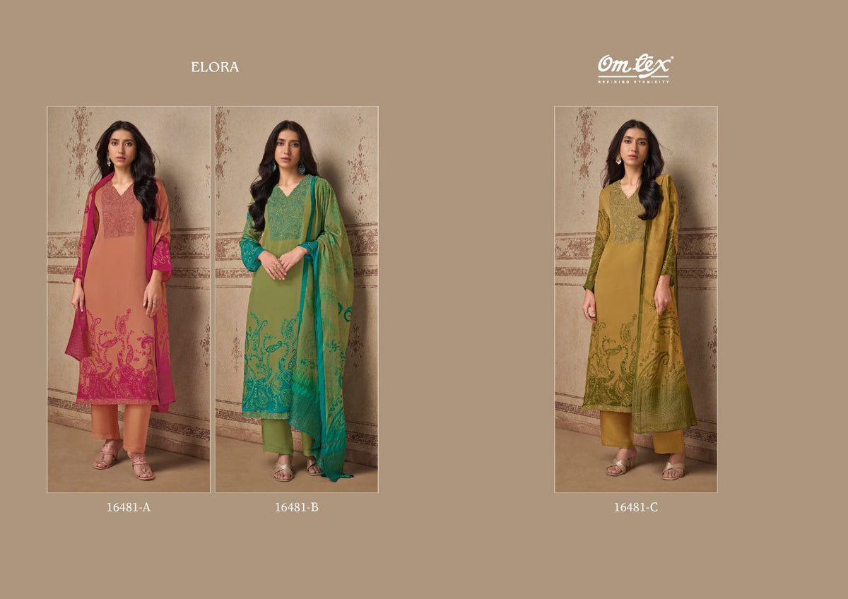 Elora Omtex Organza Pant Style Suits Supplier India