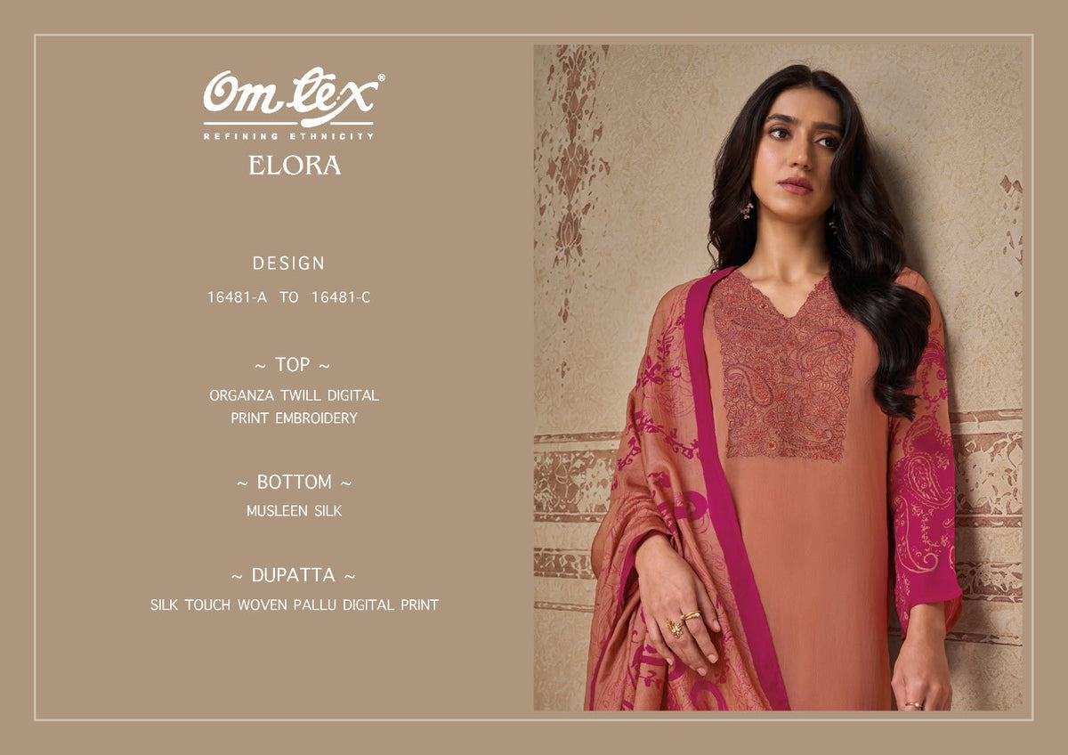 Elora Omtex Organza Pant Style Suits Supplier India