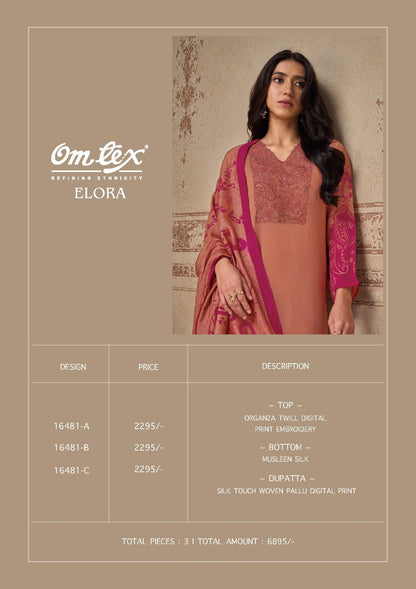 Elora Omtex Organza Pant Style Suits Supplier India
