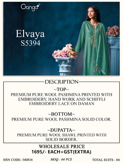 Elvaya S5394 Ganga Wool Pashmina Suits Manufacturer