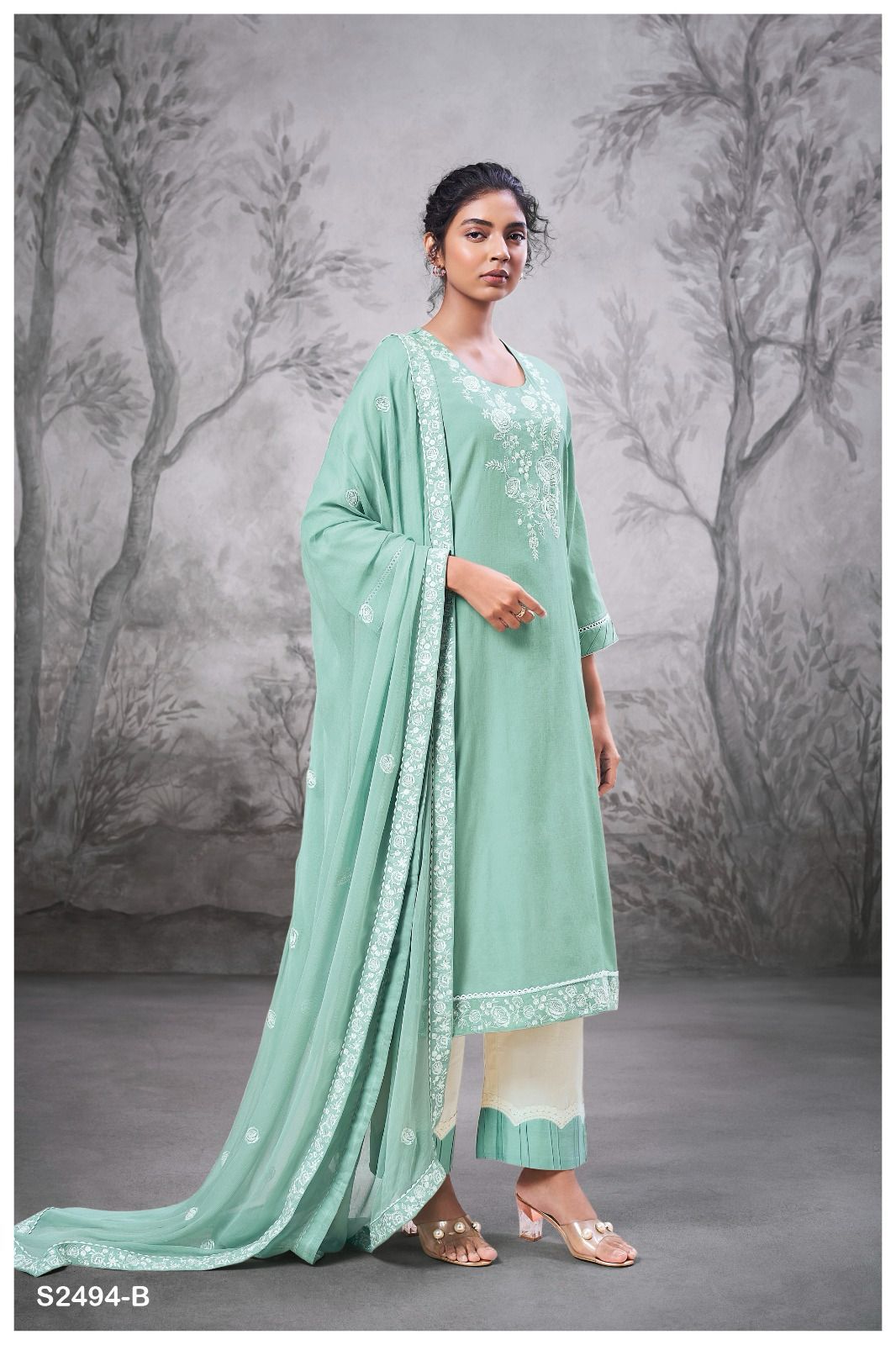 Elvin-2494 Ganga Premium Cotton Plazzo Style Suits