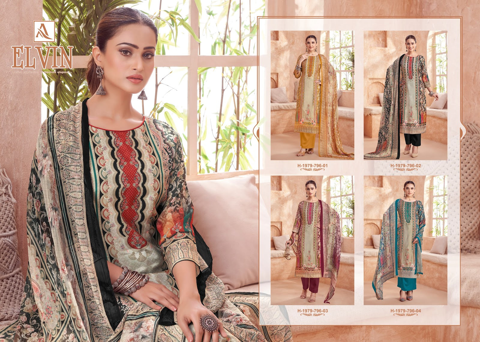 Elvin Alok Pure Viscose Muslin Karachi Salwar Suits Supplier Ahmedabad