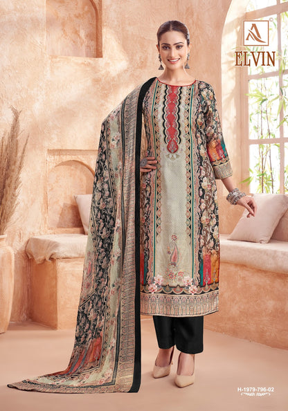 Elvin Alok Pure Viscose Muslin Karachi Salwar Suits Supplier Ahmedabad