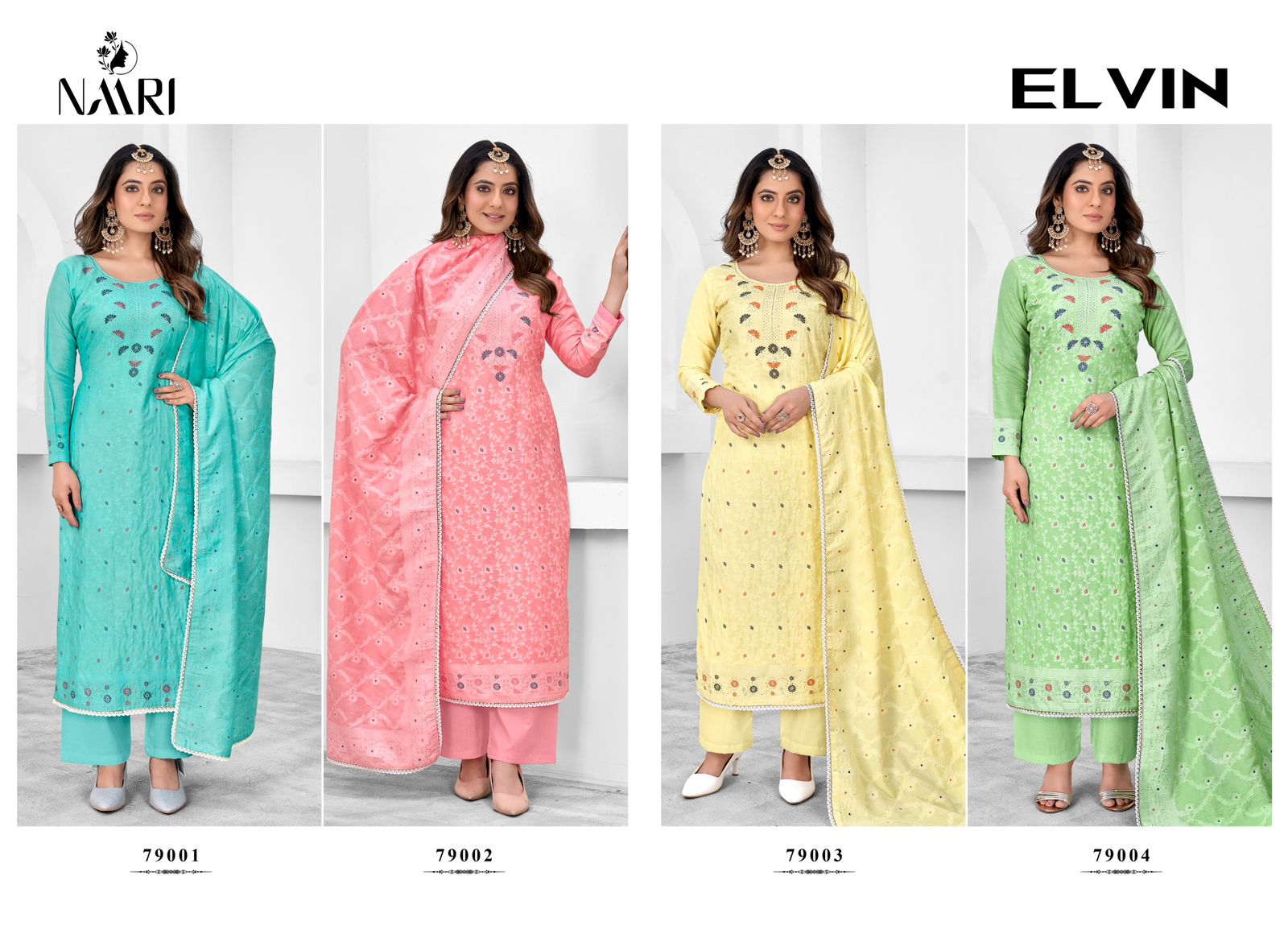 Elvin Naari Dola Jacquard Pant Style Suits