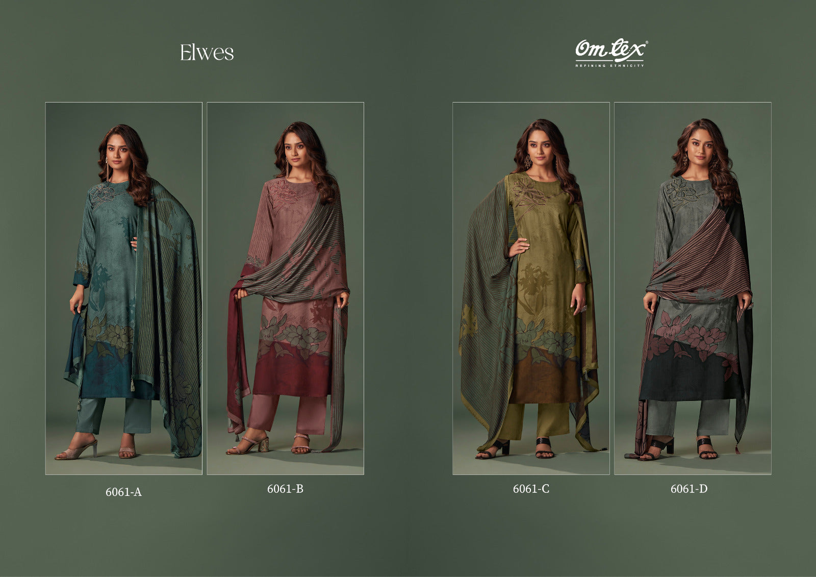 Elwes-6061 Omtex Pure Pashmina Suits Supplier Gujarat