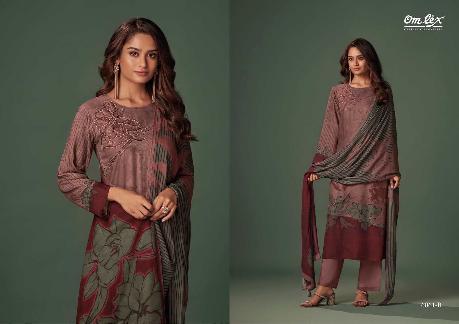 Elwes-6061 Omtex Pure Pashmina Suits Supplier Gujarat