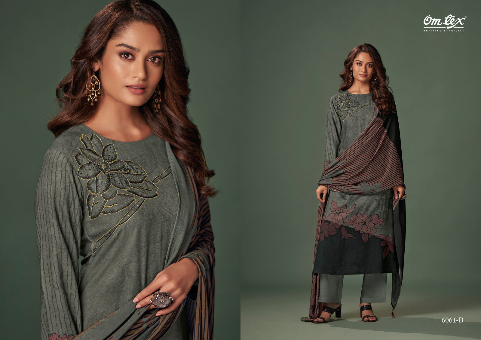 Elwes-6061 Omtex Pure Pashmina Suits Supplier Gujarat