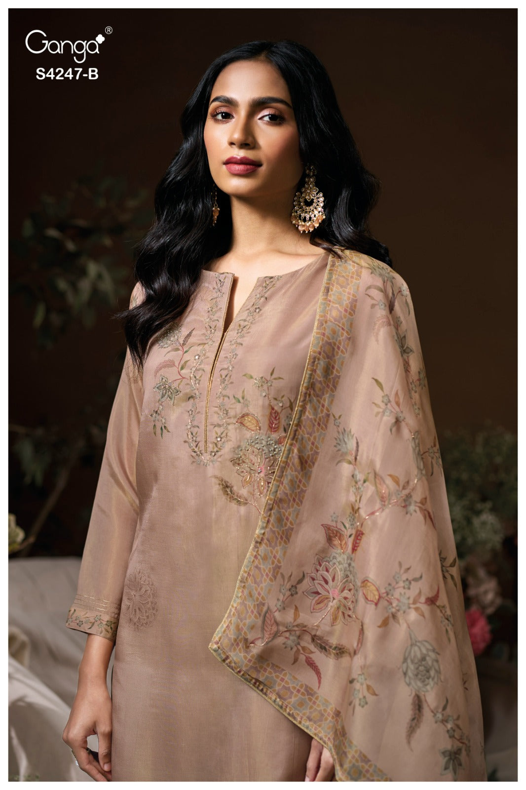 Elyna S4247 Ganga Bemberg Silk Pant Style Suits Supplier India