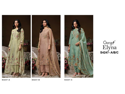 Elyna S4247 Ganga Bemberg Silk Pant Style Suits Supplier India