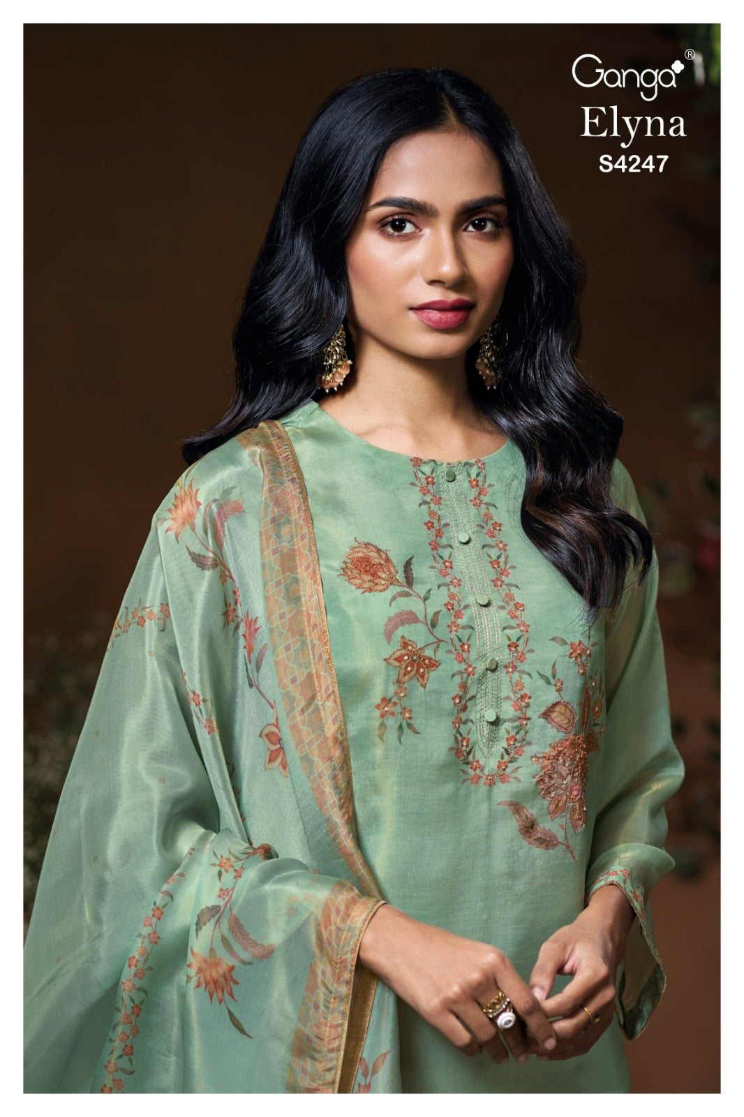 Elyna S4247 Ganga Bemberg Silk Pant Style Suits Supplier India