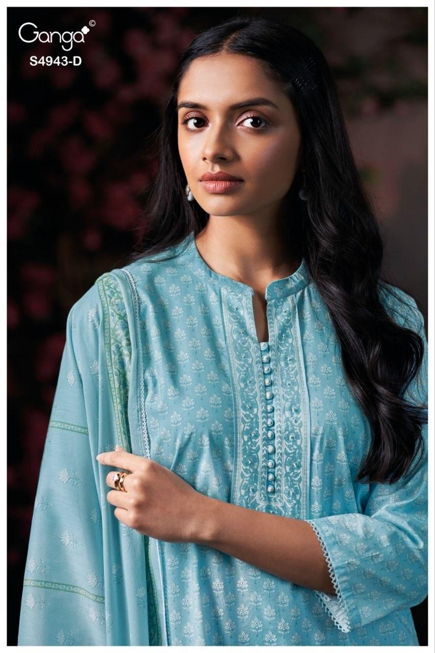 Elyndra 4943 Ganga Cotton Plazzo Style Suits Wholesale Rate
