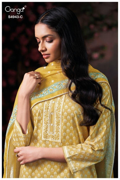 Elyndra 4943 Ganga Cotton Plazzo Style Suits Wholesale Rate