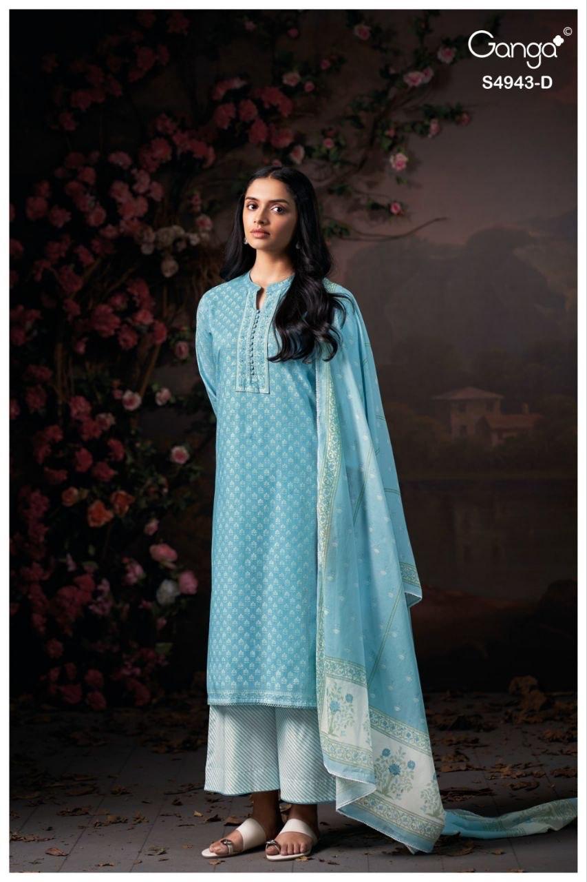 Elyndra 4943 Ganga Cotton Plazzo Style Suits Wholesale Rate