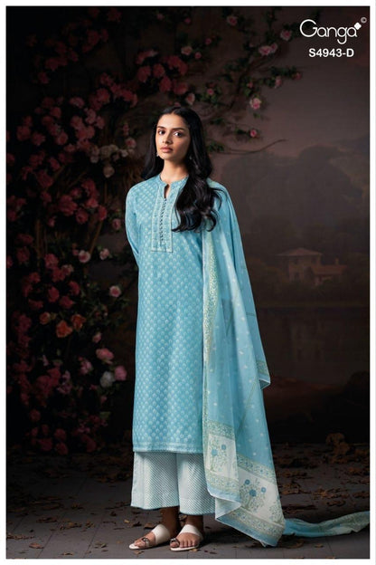 Elyndra 4943 Ganga Cotton Plazzo Style Suits Wholesale Rate