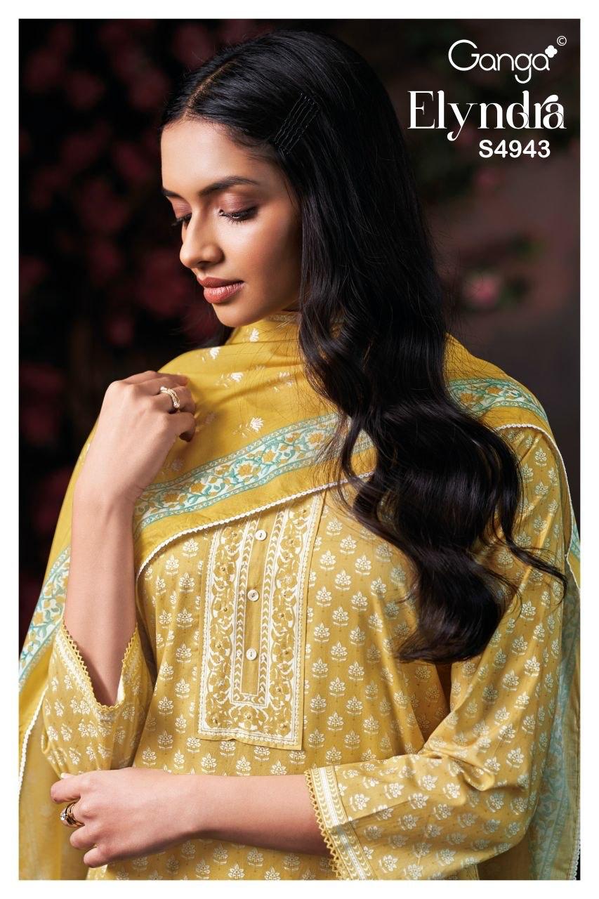 Elyndra 4943 Ganga Cotton Plazzo Style Suits Wholesale Rate