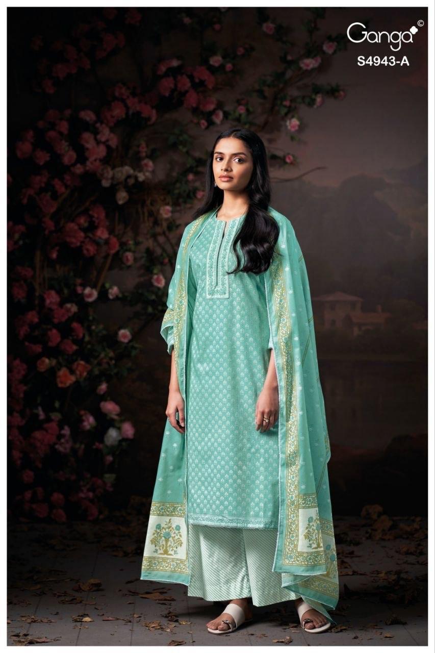 Elyndra 4943 Ganga Cotton Plazzo Style Suits Wholesale Rate
