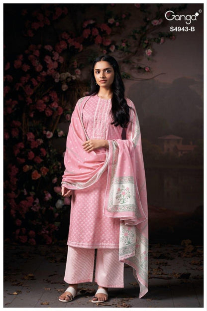 Elyndra 4943 Ganga Cotton Plazzo Style Suits Wholesale Rate