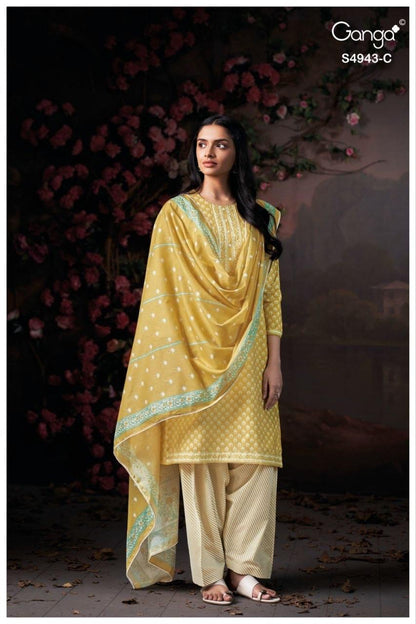 Elyndra 4943 Ganga Cotton Plazzo Style Suits Wholesale Rate
