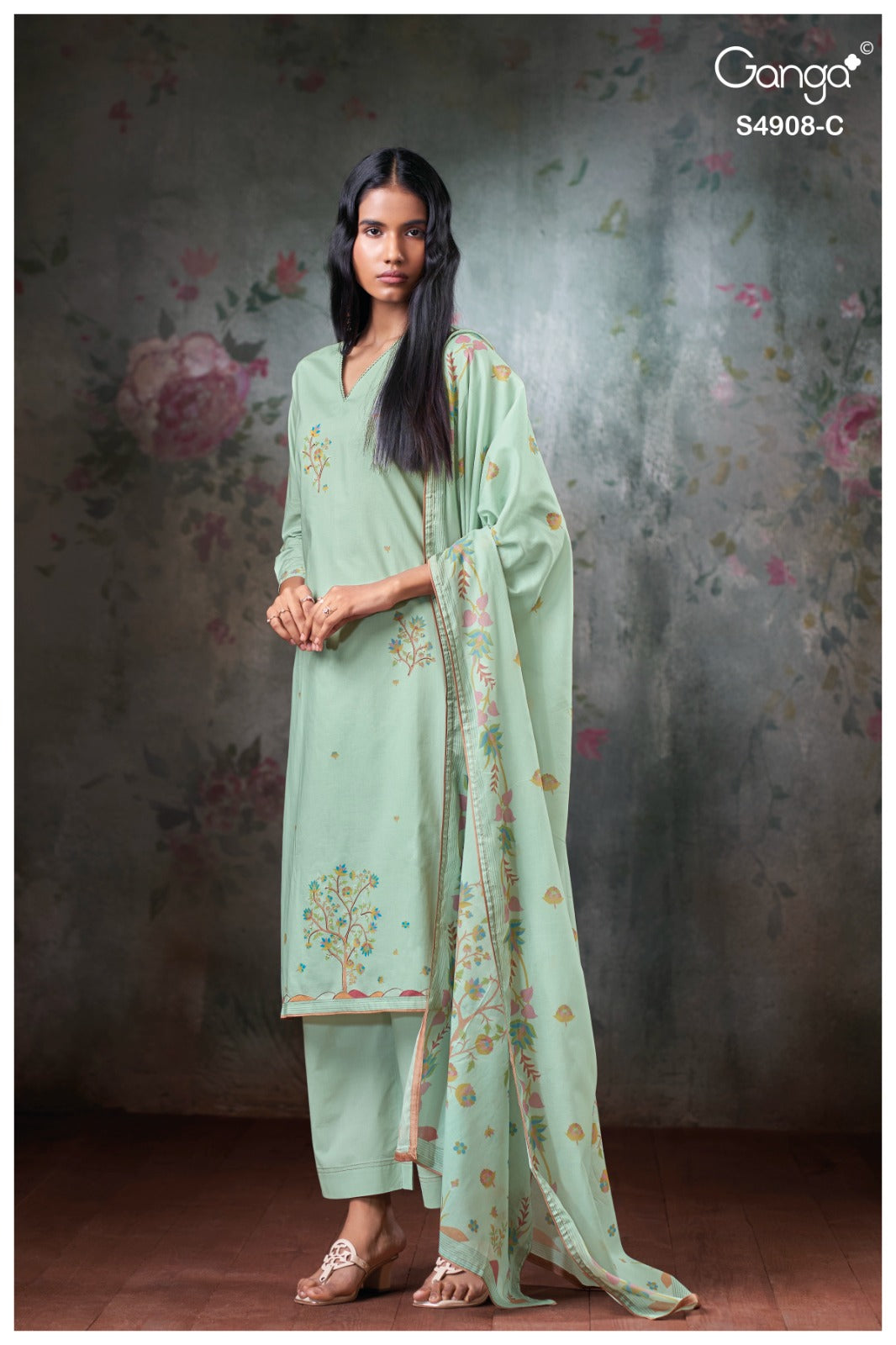 Elyndria S4908 Ganga Cotton Pant Style Suits Wholesale Rate