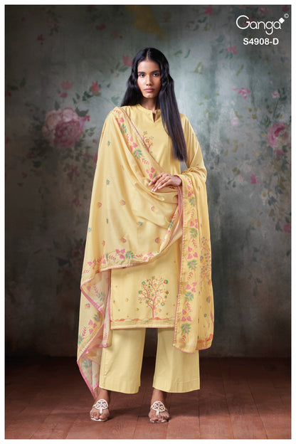 Elyndria S4908 Ganga Cotton Pant Style Suits Wholesale Rate
