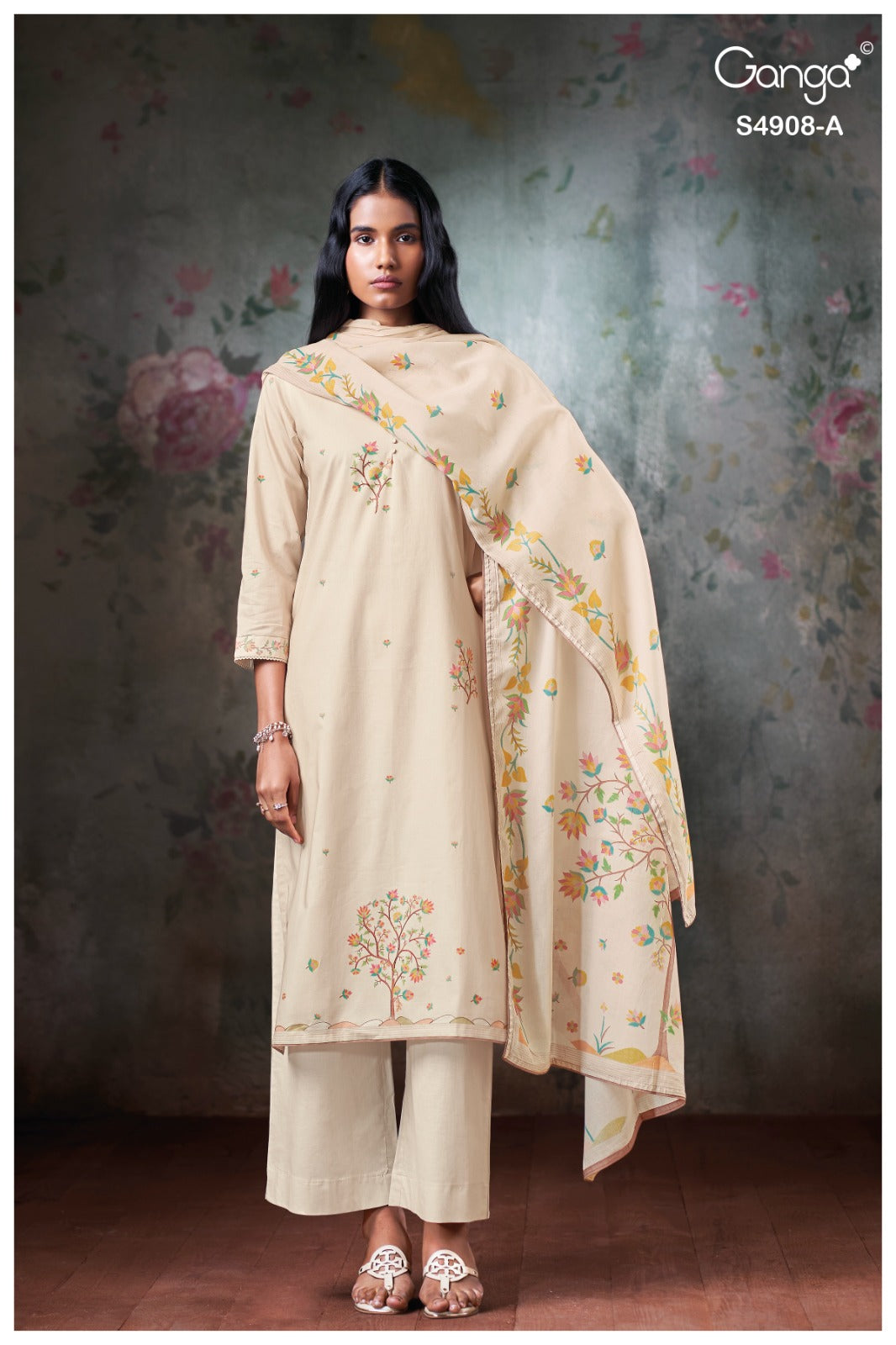 Elyndria S4908 Ganga Cotton Pant Style Suits Wholesale Rate