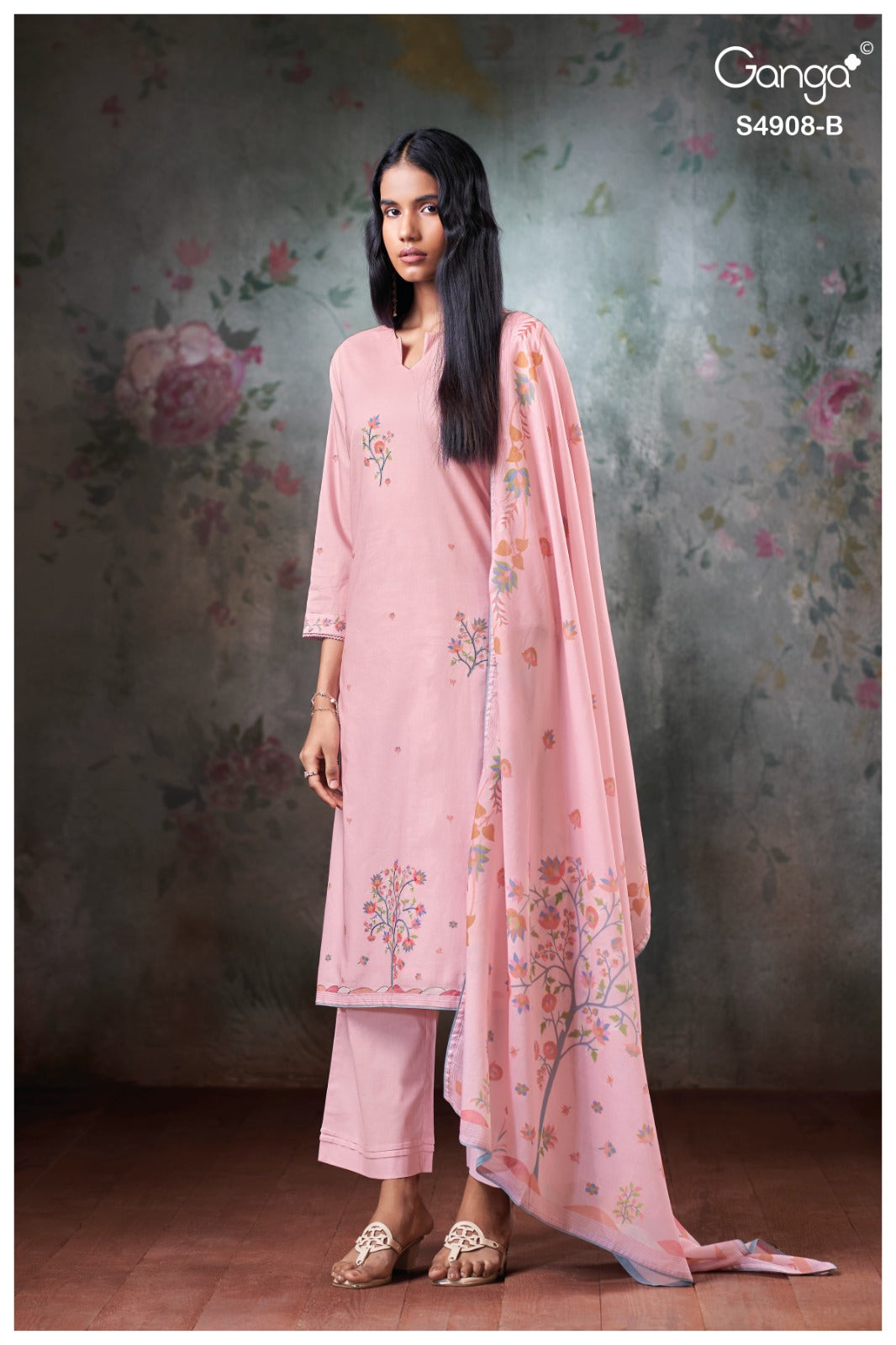 Elyndria S4908 Ganga Cotton Pant Style Suits Wholesale Rate