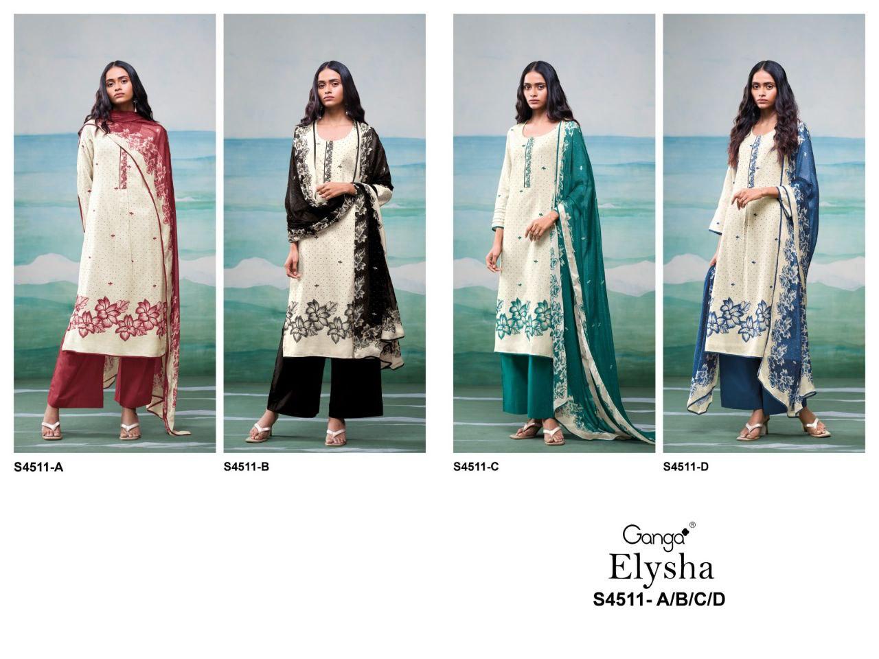 Elysha 4511 Ganga Cotton Linen Plazzo Style Suits Manufacturer India