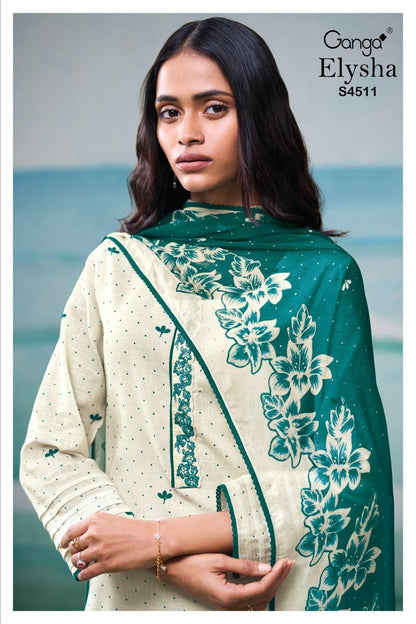 Elysha 4511 Ganga Cotton Linen Plazzo Style Suits Manufacturer India