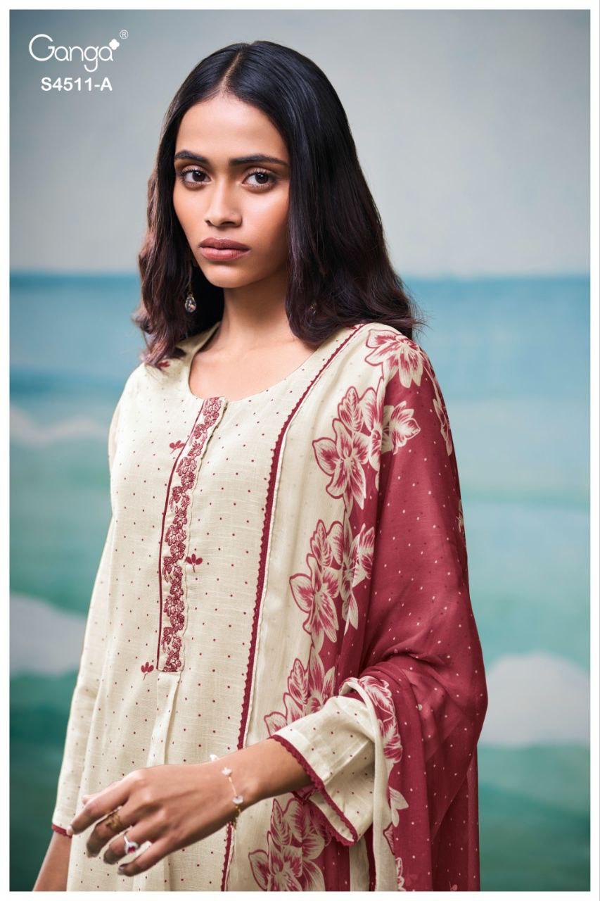 Elysha 4511 Ganga Cotton Linen Plazzo Style Suits Manufacturer India