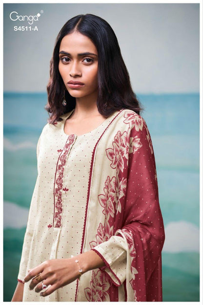 Elysha 4511 Ganga Cotton Linen Plazzo Style Suits Manufacturer India