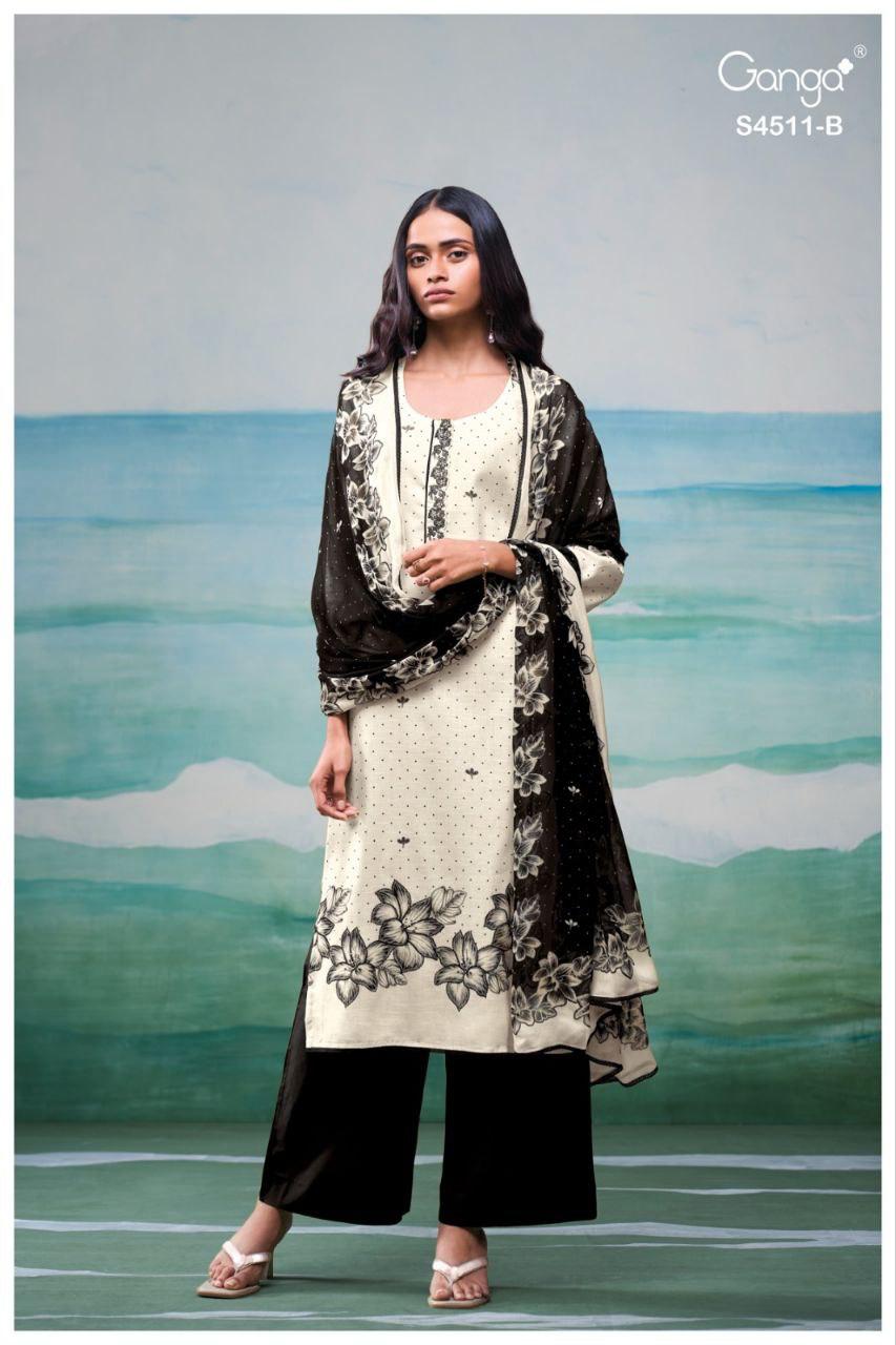 Elysha 4511 Ganga Cotton Linen Plazzo Style Suits Manufacturer India