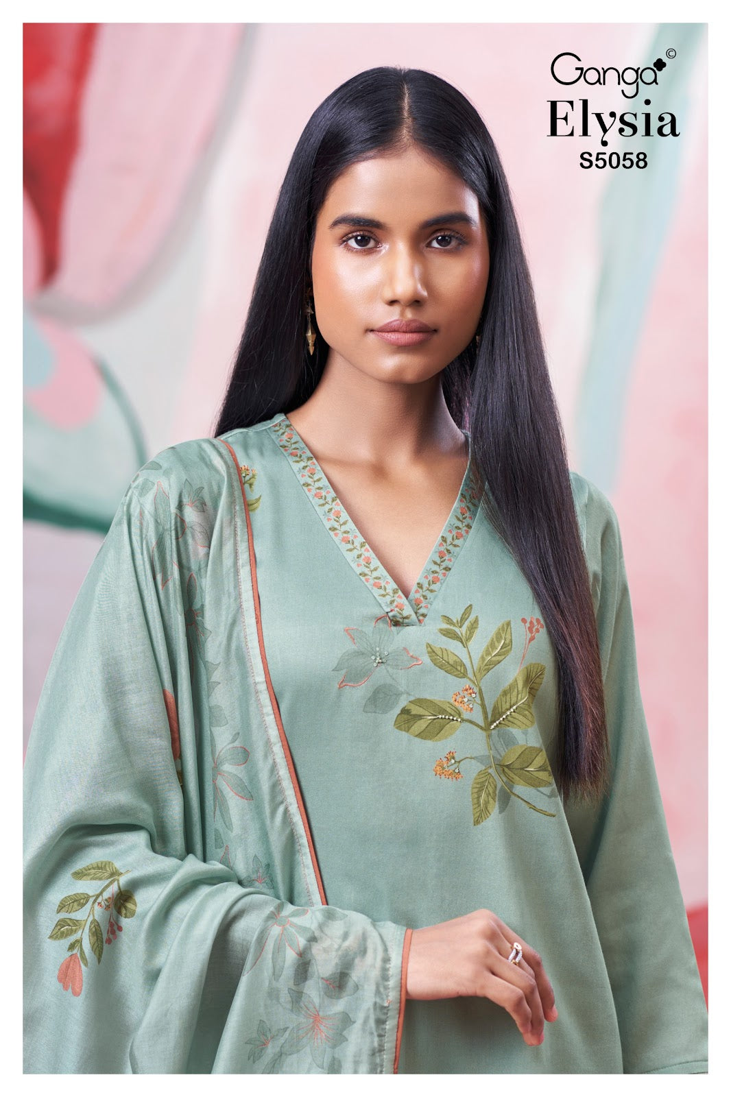 Elysia S5058 Ganga Cotton Satin Pant Style Suits Wholesaler India