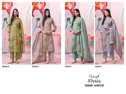 Elysia S5058 Ganga Cotton Satin Pant Style Suits Wholesaler India