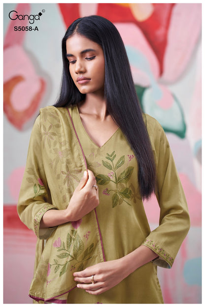 Elysia S5058 Ganga Cotton Satin Pant Style Suits Wholesaler India