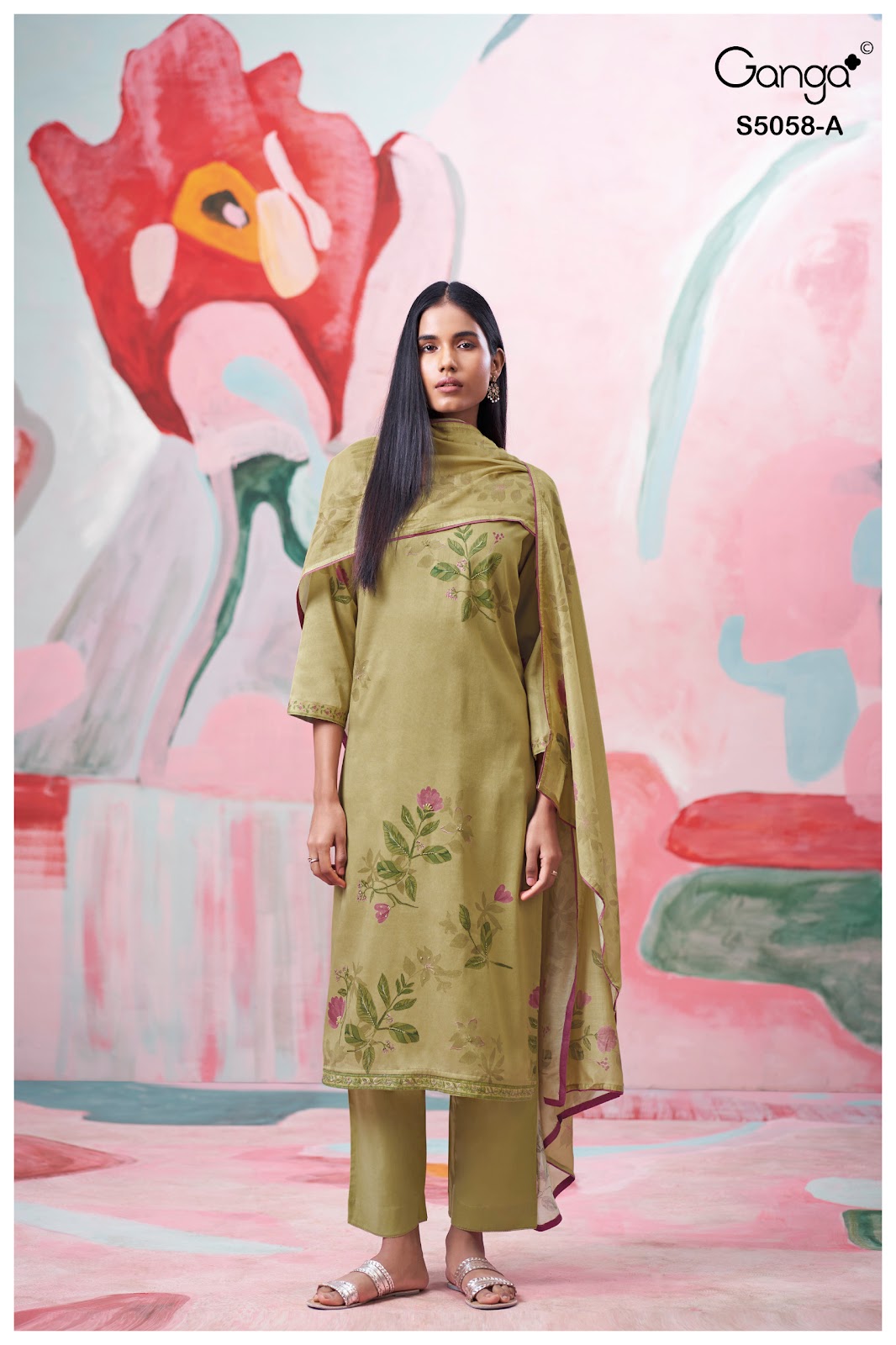 Elysia S5058 Ganga Cotton Satin Pant Style Suits Wholesaler India