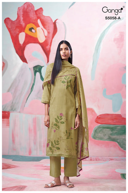 Elysia S5058 Ganga Cotton Satin Pant Style Suits Wholesaler India