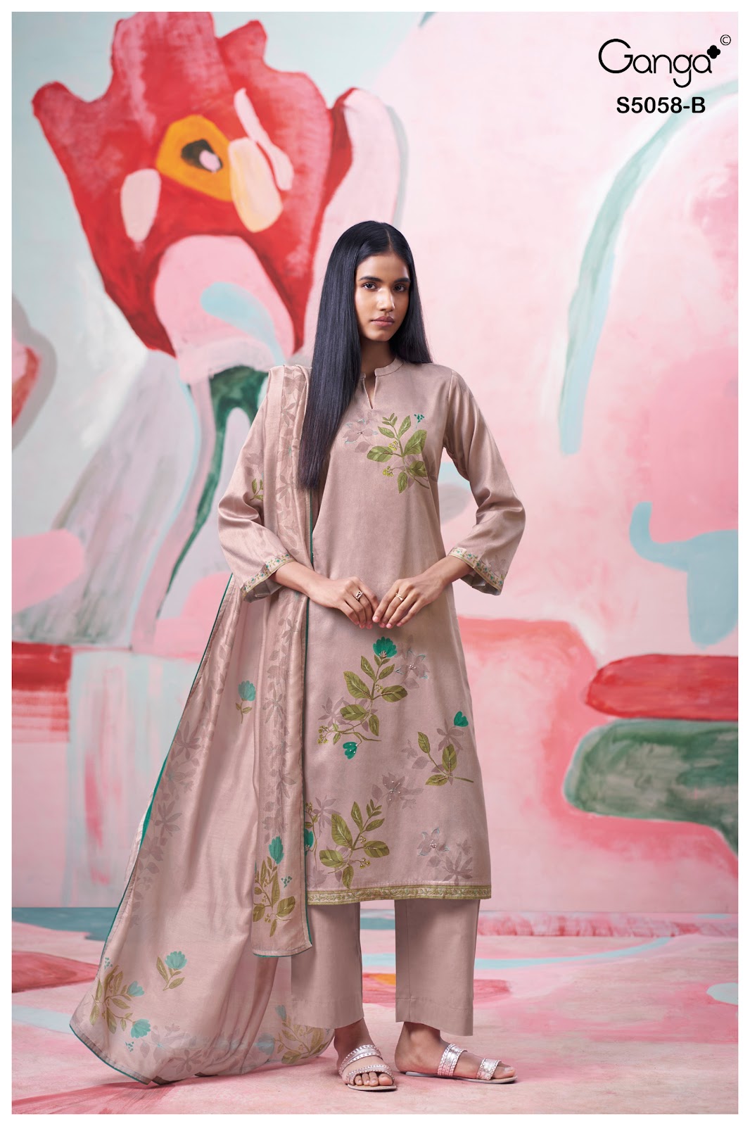 Elysia S5058 Ganga Cotton Satin Pant Style Suits Wholesaler India