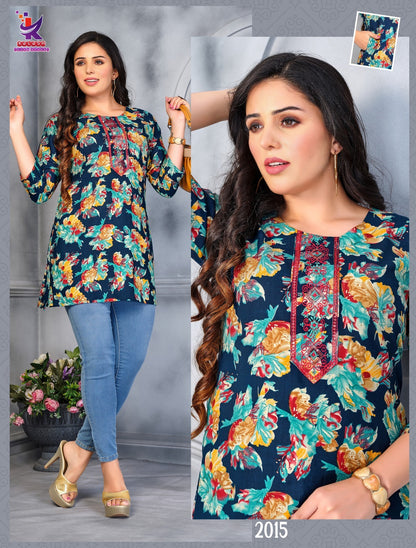 Elysian Mlm Kalash Lifestyle Rayon 14Kg Short Kurtis Exporter Ahmedabad
