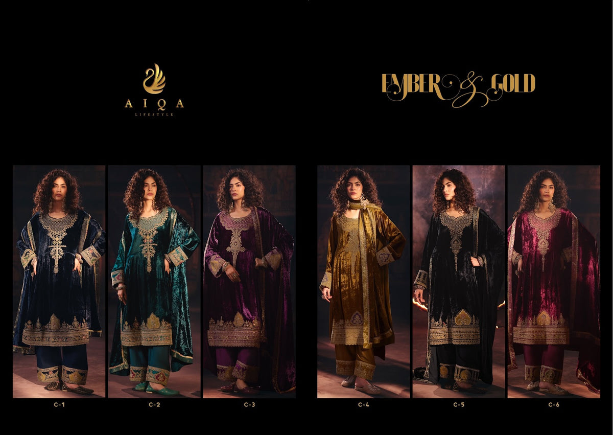 Ember And Gold Aiqa Viscose Velvet Suits Manufacturer Ahmedabad