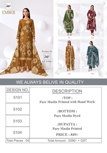 Ember Vp Brand Muslin Karachi Salwar Suits Wholesaler