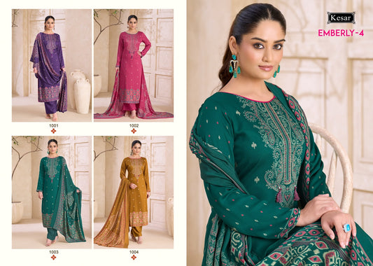 Emberly 4 Kesar Gaji Satin Karachi Salwar Suits Wholesale Price